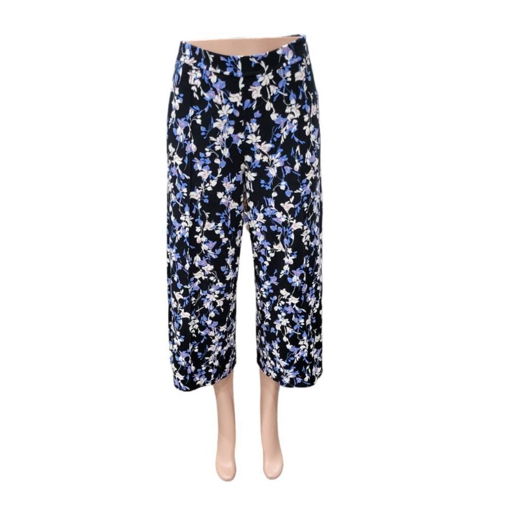 J. Jill Women's Wearever‎ Double Face Jersey Floral Print Wide Leg Cropped Pants